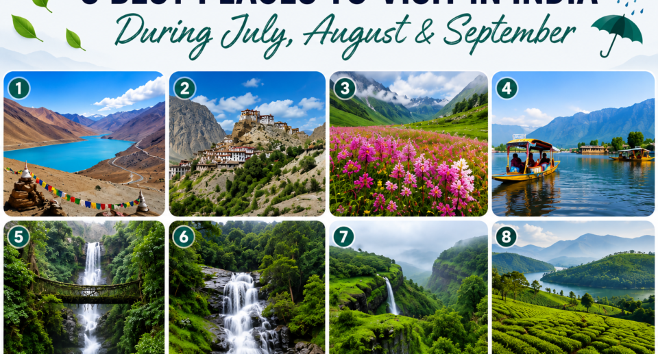 8 Best Places to Visit in India During July, August & September (2026 Guide)